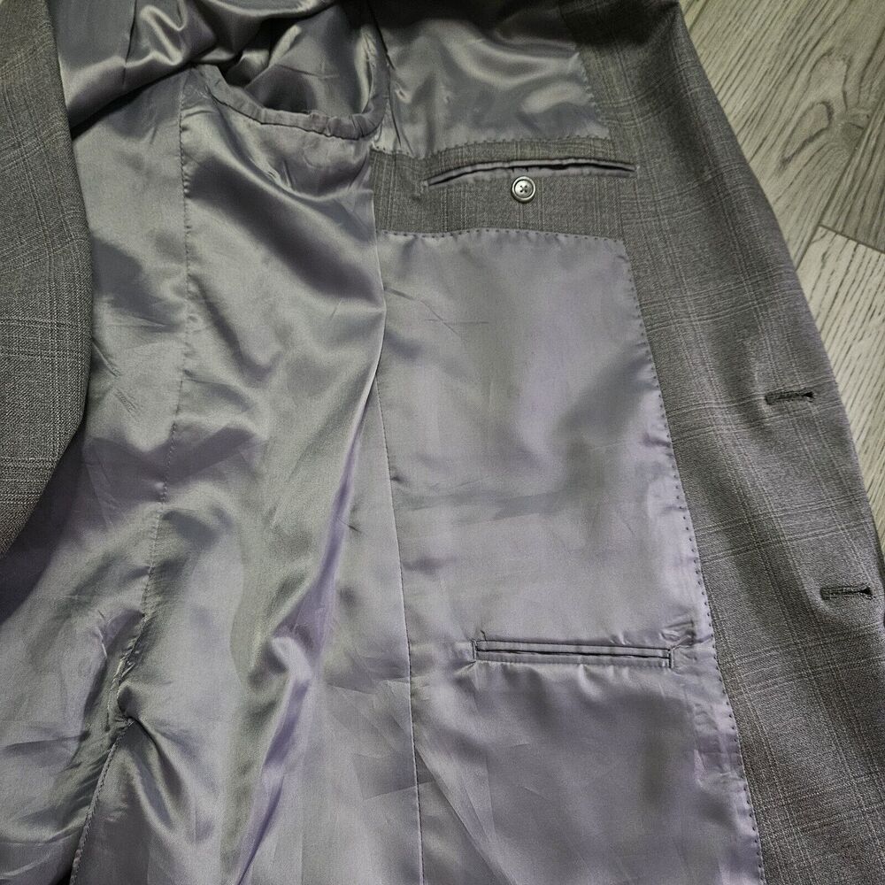 Kenneth Cole New York Wool Blazer Sports Coat Men 42L‎ Gray Double Vent Business - Picture 8 of 9